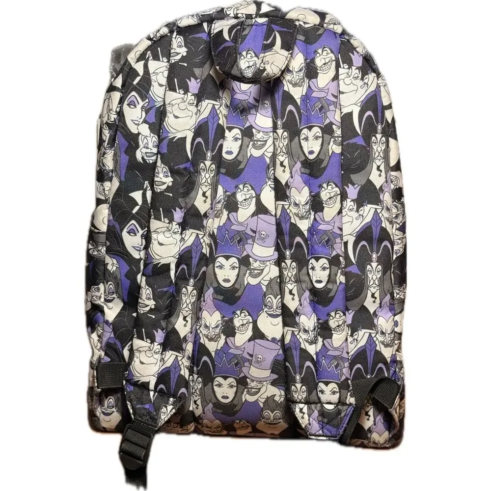 Loungefly Disney Villains Purple Canvas Backpack Full Size Laptop Bag As Is